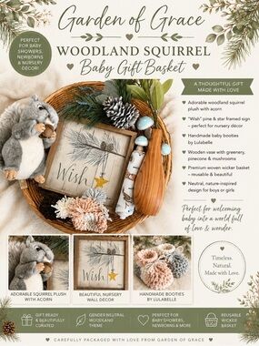 Woodland Squirrel Baby Gift Basket - Neutral